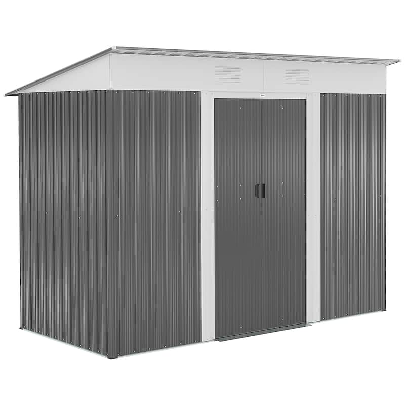 Outsunny 6' x 3.6' Steel Frame Backyard Garden Tool Storage Shed with 2 Air Vents and Dual Locking Doors