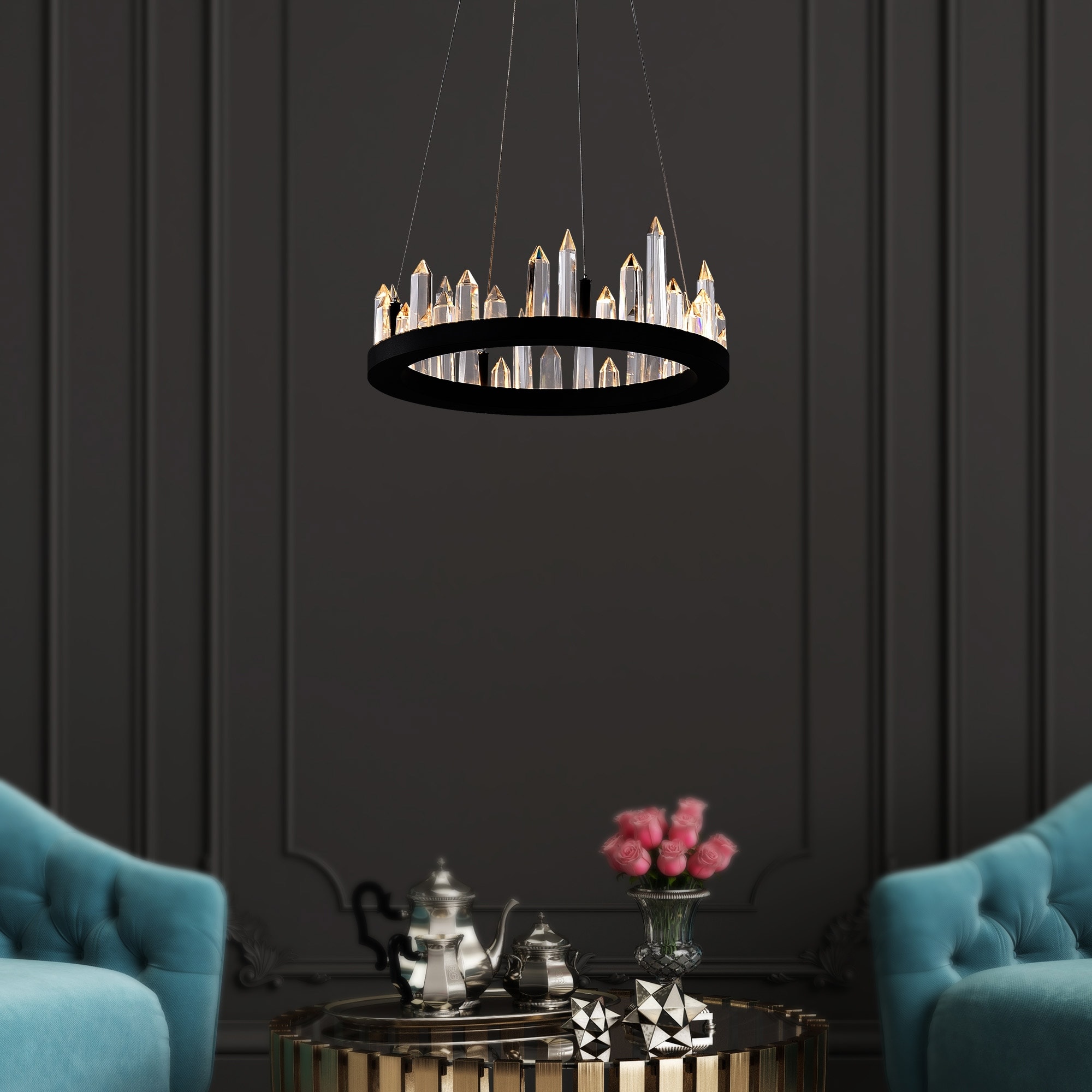 CWI Lighting Juliette Integrated LED 16in Black Chandelier