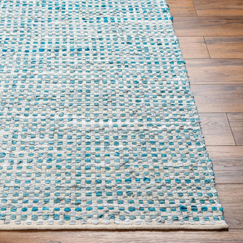 Hand-Woven Canoas Cotton/Leather Area Rug (2' x 3')