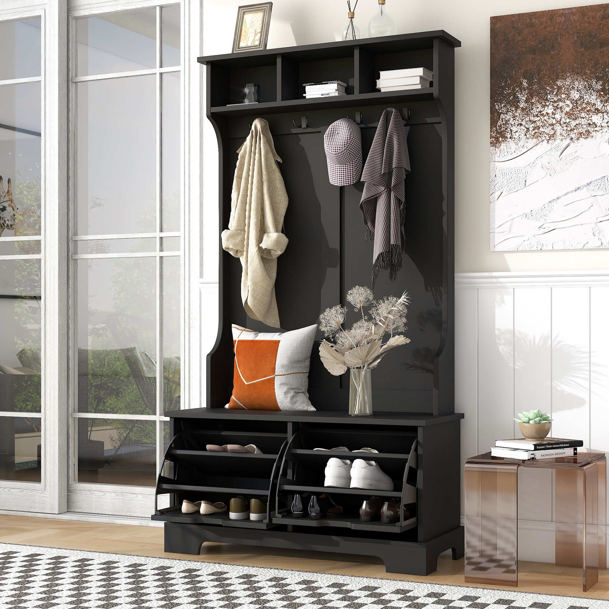 Black shoe bench store