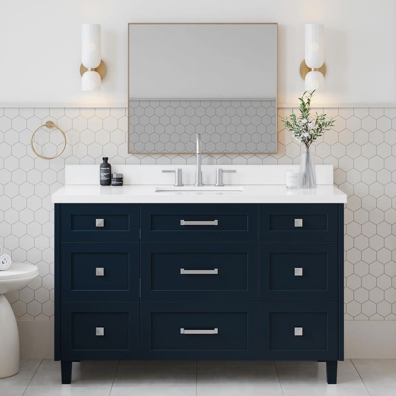 Ariel B55WQRVO Monroe 55" Free Standing Single Basin Vanity Set with - Midnight Blue