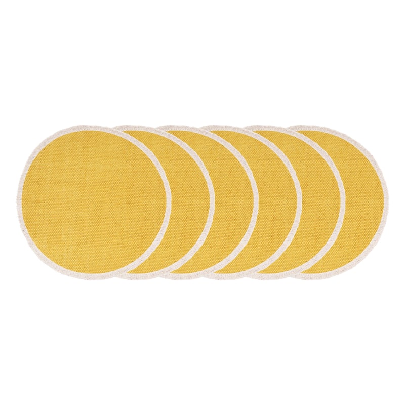 Fringed Dandelion Round Placemats Set of 6, 15"