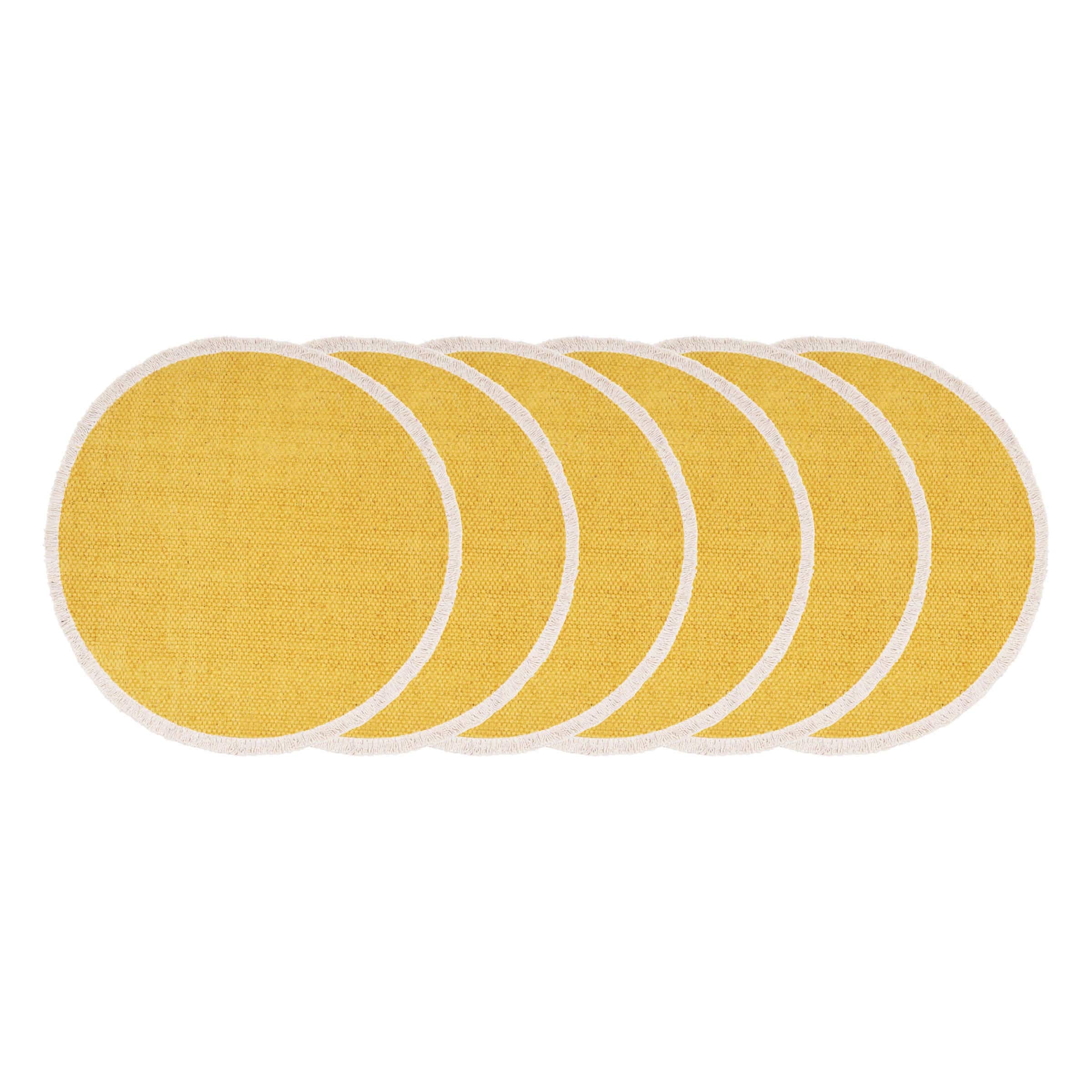 Fringed Dandelion Round Placemats Set of 6 15"
