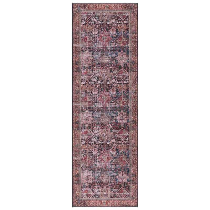 SAFAVIEH Tucson Machine Washable Slip Resistant Gena Oriental Rug - 2'6" x 6' Runner - Ivory/Green