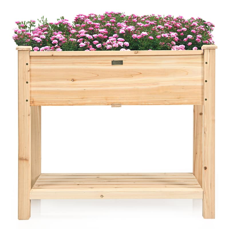 Costway Raised Garden Bed Elevated Wood Planter Box Stand for - 34” X 18” X 30”