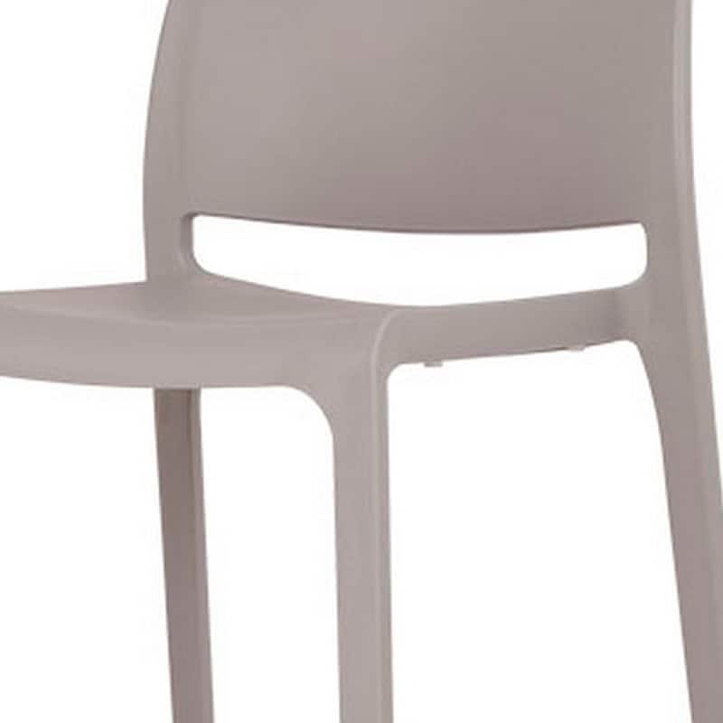 HomeRoots Set of Two 30" Taupe Heavy Duty Plastic Low Back Outdoor Bar Height Chairs