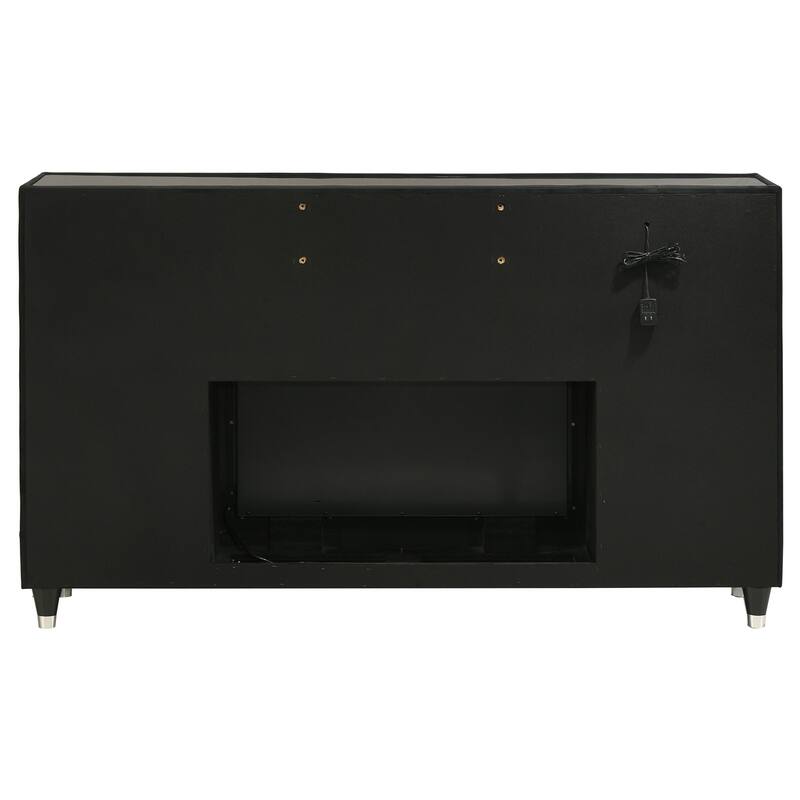 Lorient 8-drawer LED Flame Box Dresser and Mirror Black