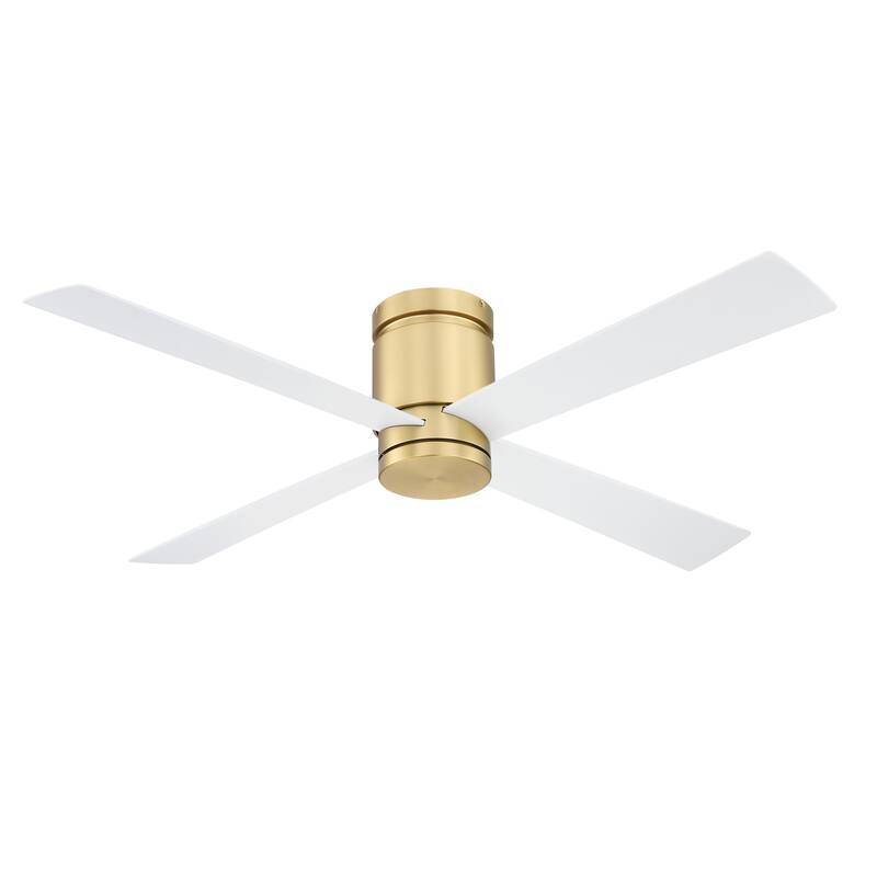 Kwartet 52 inch Indoor/Outdoor Ceiling Fan with LED Light Kit - Brushed Satin Brass with Matte White Blades