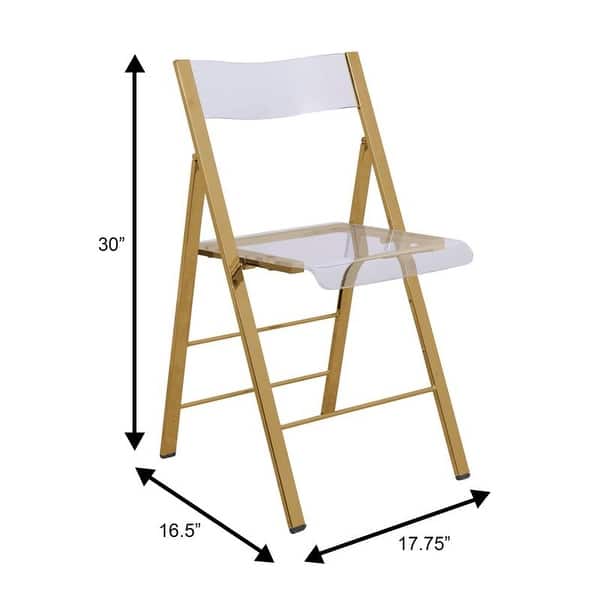Menno Modern Acrylic Folding Dining Chair in Stainless Steel Frame with Rubber Pads, Fade Resistant, Fully Assembled (Set of 2)