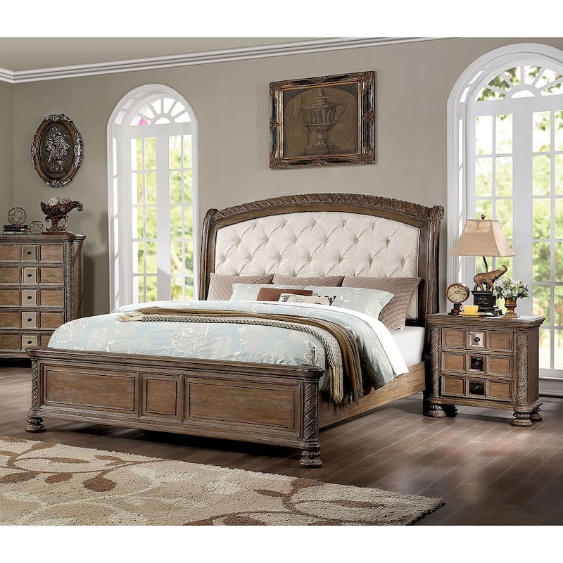Transitional Rustic 1pc Nightstand Only Solid wood 3-Drawers Bronze Round Knobs Bedside Table Bedroom Furniture