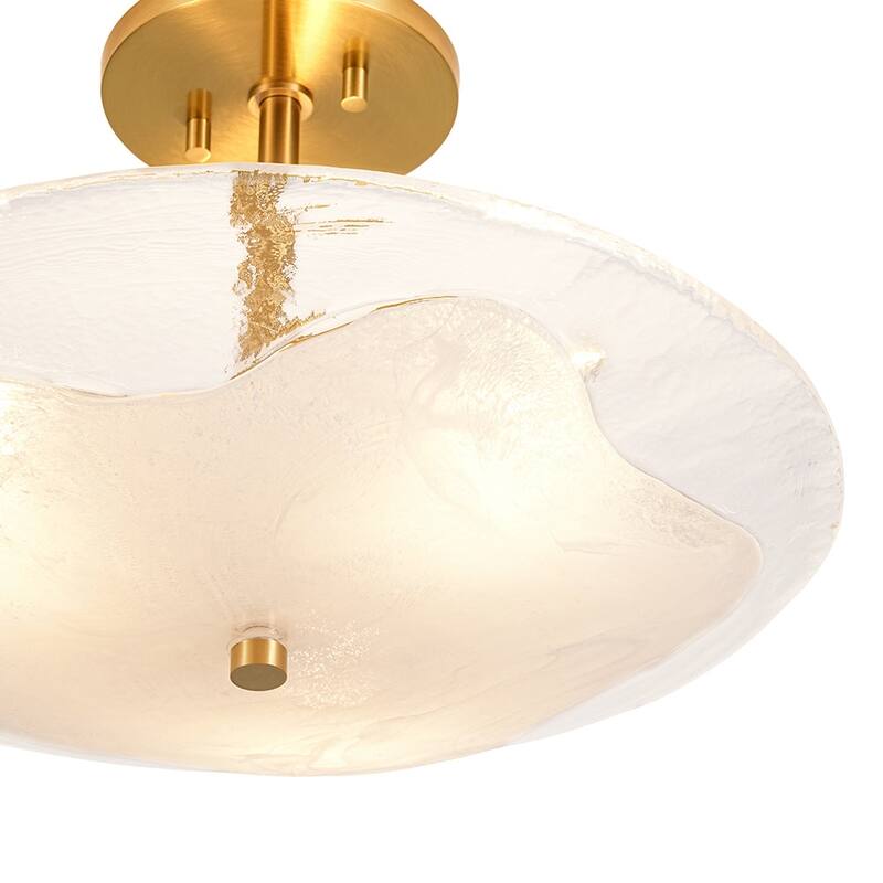 3-Light Round Glass Bowl Semi Flush Mount Ceiling Light 16in
