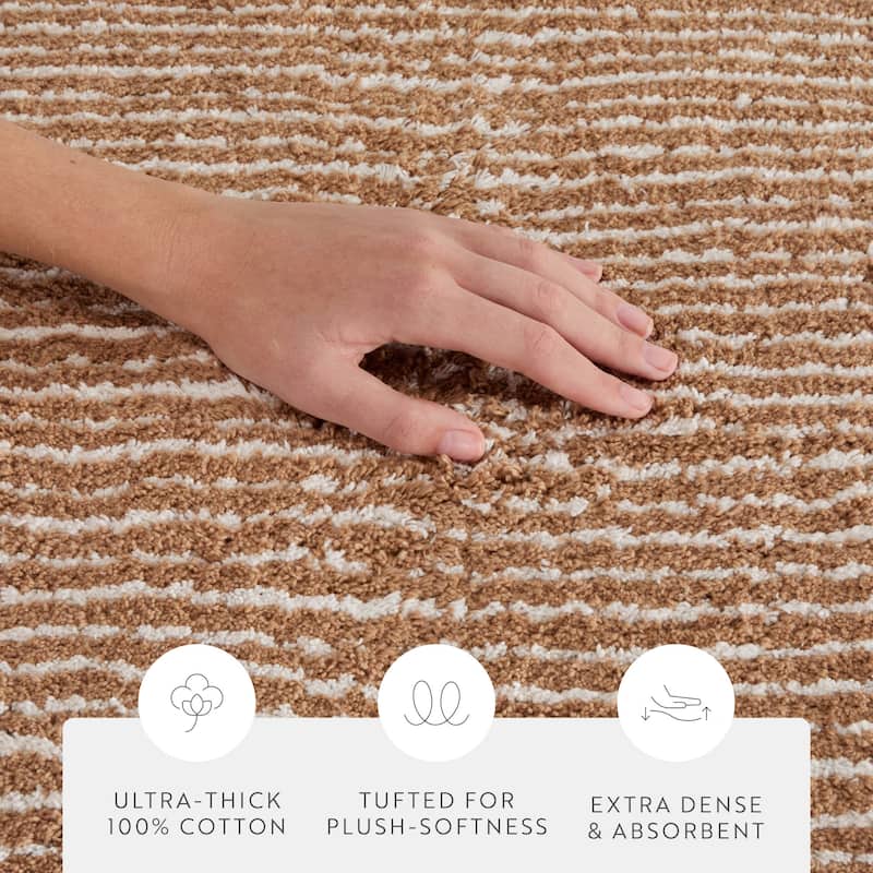 Becky Cameron 100% Cotton Pinstripe Patterned Bath Mat