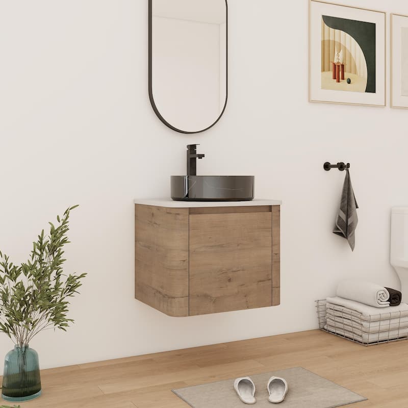 Bathroom Vanity With Sink In 24/30 Inch, Floating Bathroom Vanity With Soft Close Door
