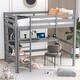 preview thumbnail 11 of 14, Full Size Loft Bed with Multi-functional Shelves and Under-bed Desk