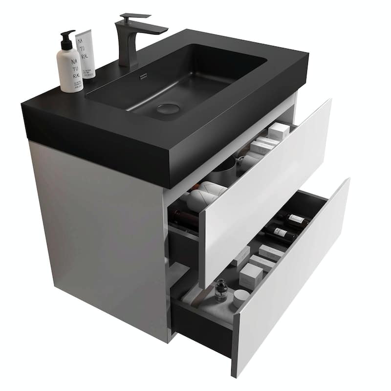 36"/30"/24" Floating Bathroom Vanity with Sink, Wall-Mounted Storage Cabinet