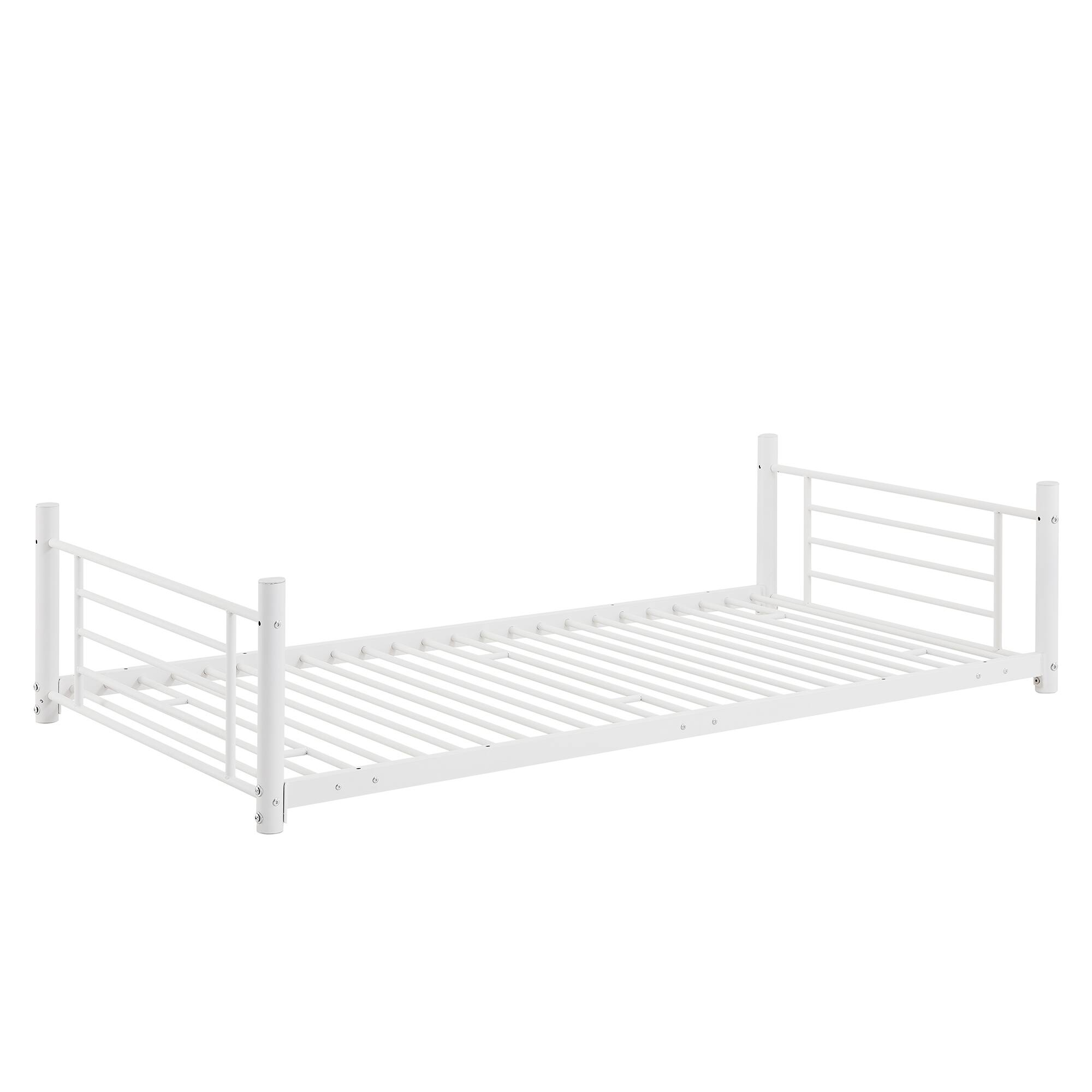 Metal Twin Size Triple Bunk Bed with Builtin Ladder, Divided into 3 Separate Beds Bed Bath