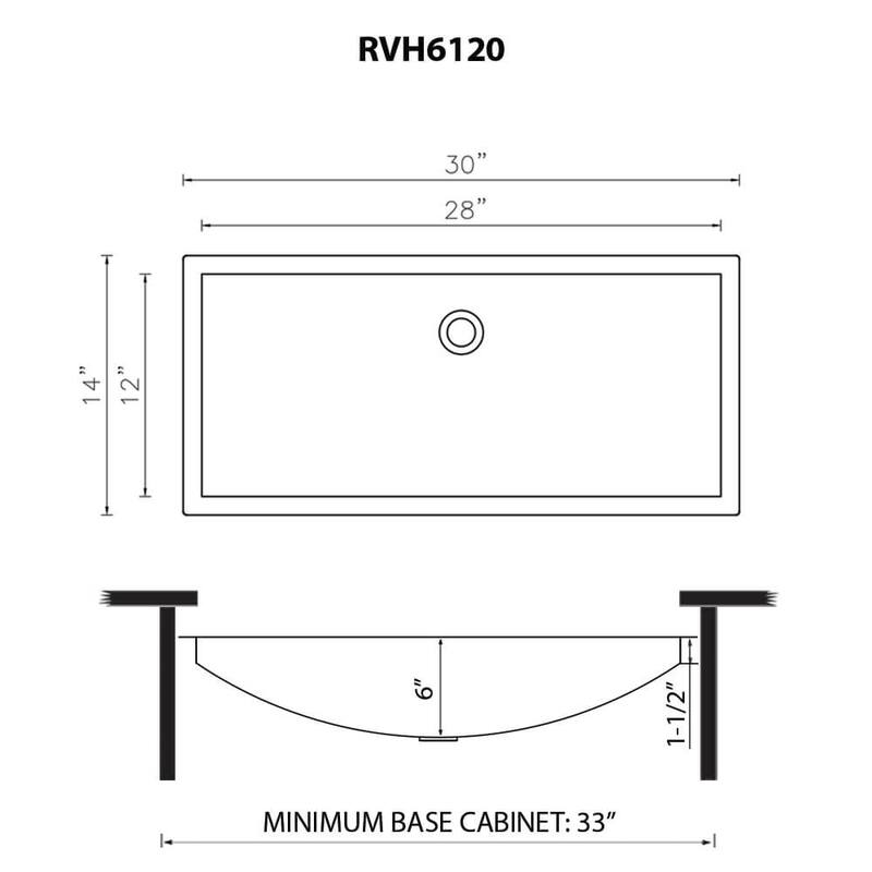 Ruvati 30 x 14 inch Brushed Gold Polished Rectangular Bathroom Sink Undermount - RVH6120GG