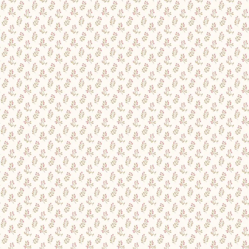 Galerie Wallcoverings Small Prints Vintage Bud Non-woven Matte Wallpaper Roll - 33-feet long x 21-inches wide - Cranberry/Tan