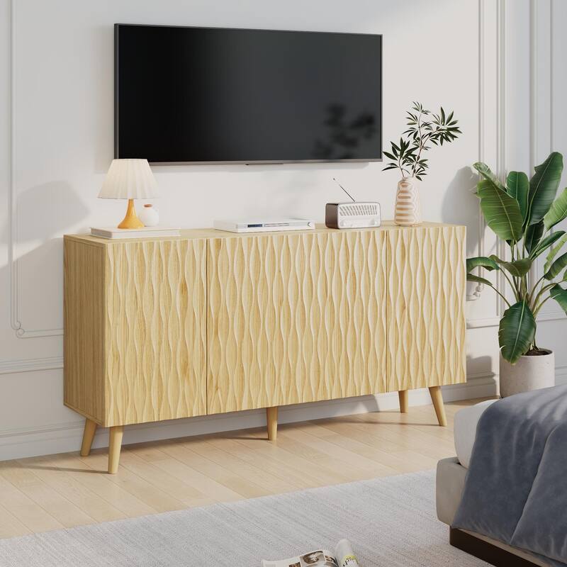 EROMMY 58" Accent Storage Cabinet with Adjustable Shelves, Sideboard Buffet with Doors for Living Room