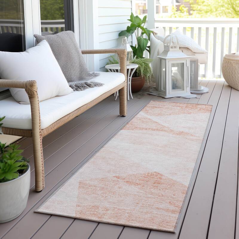 Machine Washable Indoor/ Outdoor Chantille Contemporary Geo Rug - Salmon - 2'3" x 7'6"