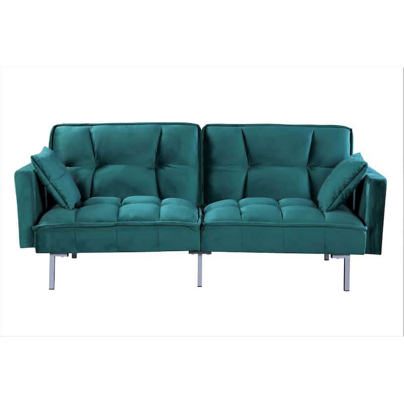 Bernal 75.6"W Velvet Futon Sofa Bed Sleeper - Blue
