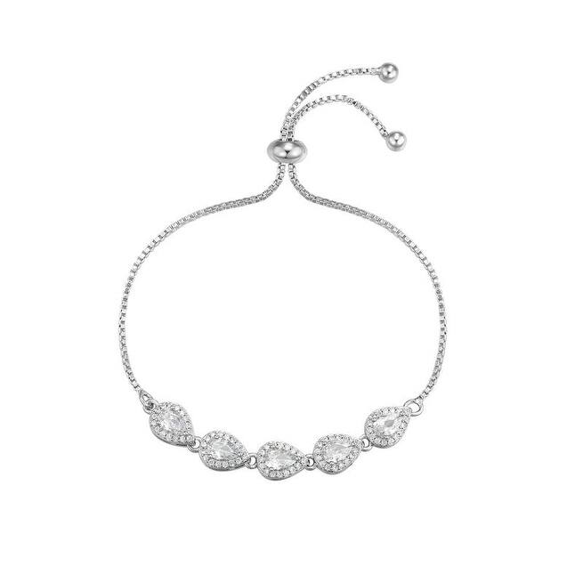 Victoria Townsend Silver Plated Cubic Zirconia Pear Shaped Adjustable Bracelet