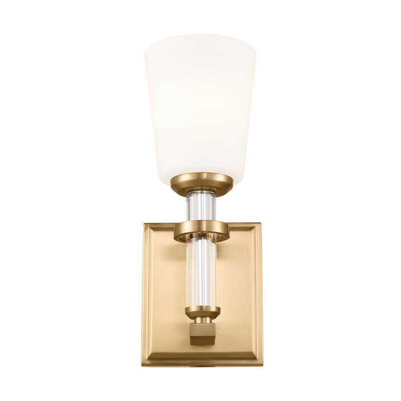 Kichler Lighting Rosalind 1-Light Brushed Natural Brass Wall Sconce with Glass Shade - 12.5 in