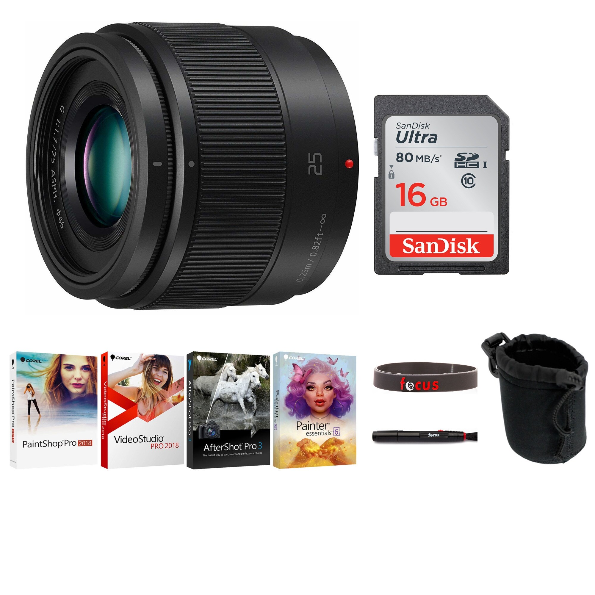 Shop Panasonic Lumix G 25mm F1 7 Asph Lens With 16gb Sd Accessory Bundle Overstock