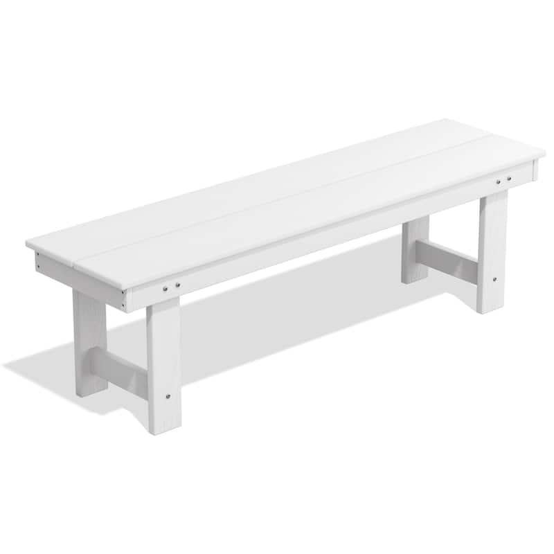 6-Piece HDPE Outdoor Dining Table Sets with Umbrella Hole - 1-Table 4-Chairs-1-Bench