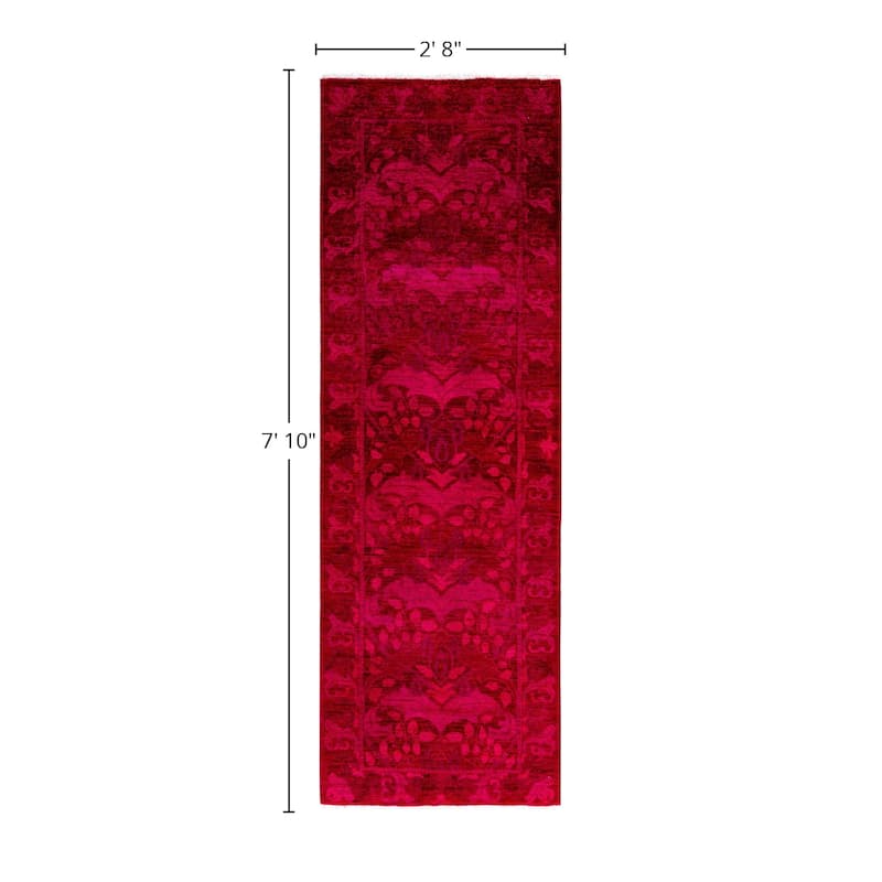 Overdyed One-of-a-Kind Hand-Knotted Area Rug - Red - 2' 8" x 7' 10"