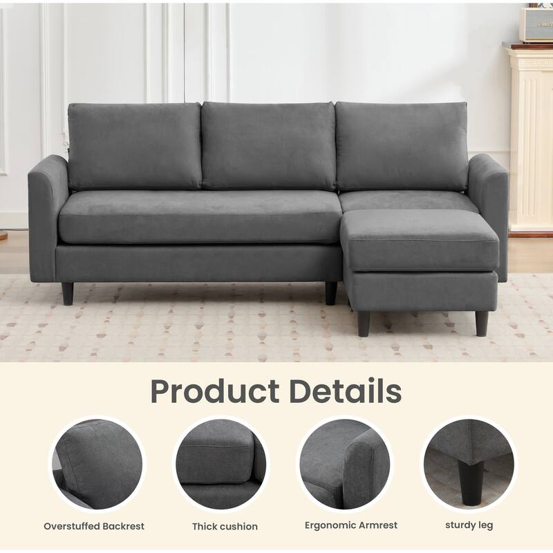 Snow Velvet Sectional Sofa