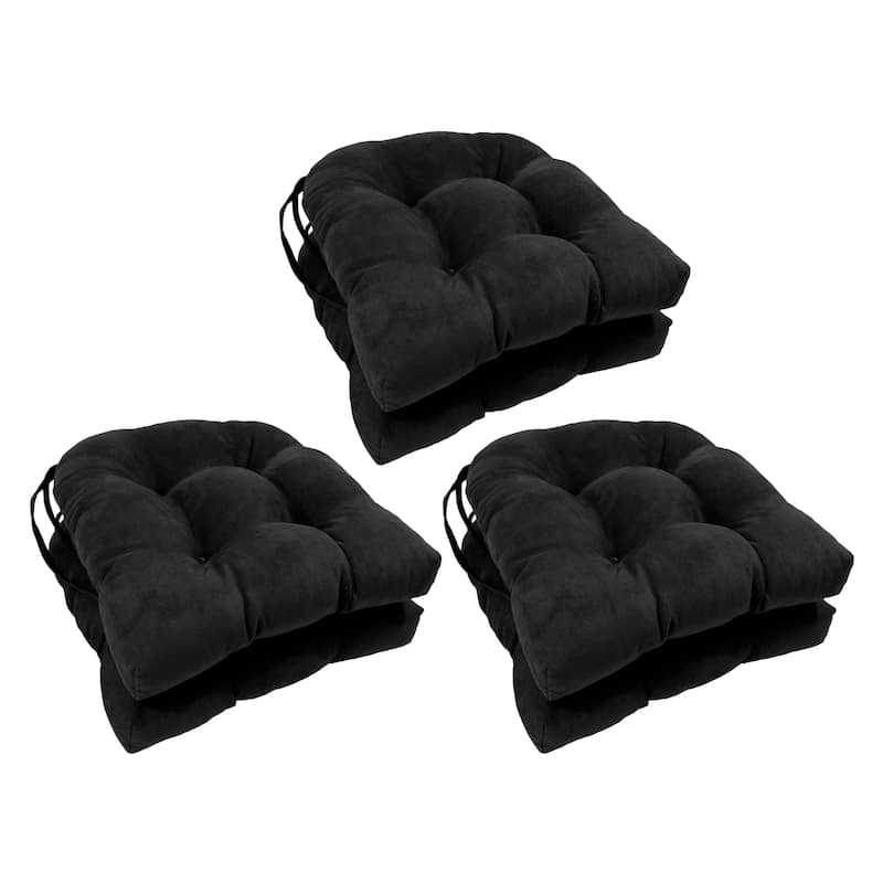 16-inch U-shaped Indoor Microsuede Chair Cushions (Set of 2, 4, or 6) - Set of 6 - Black