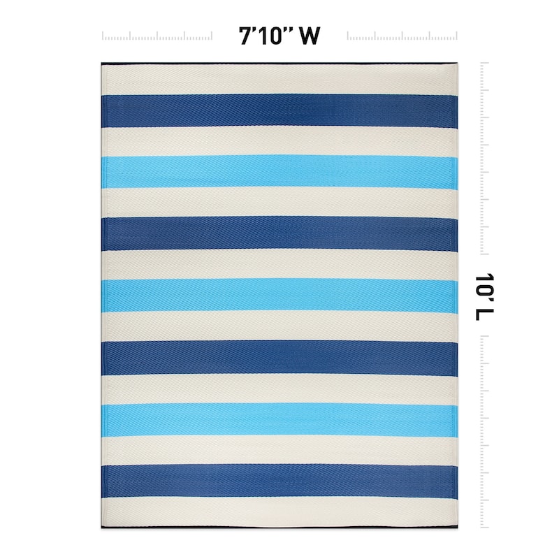 World Rug Gallery Contemporary Stripe Reversible Recycled Plastic Outdoor Rugs