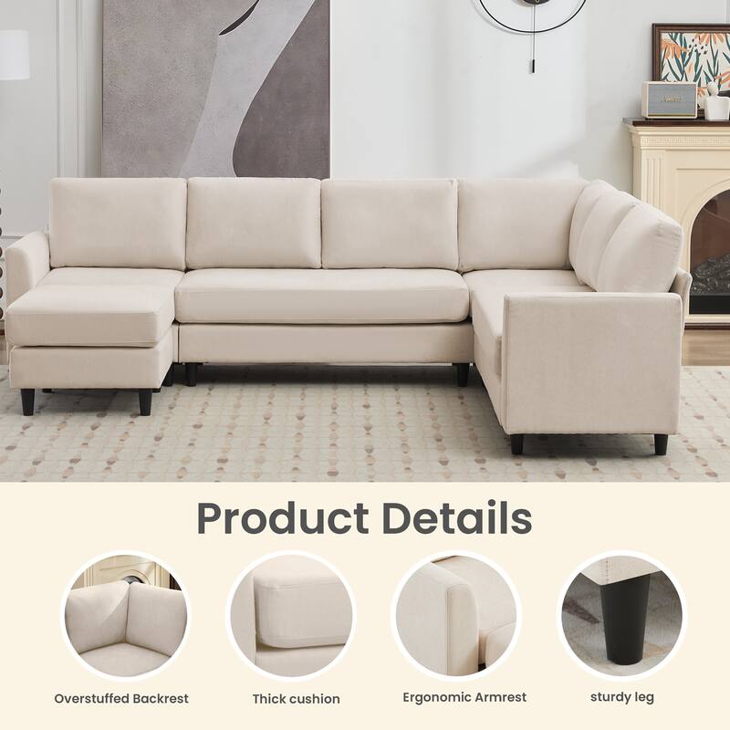 Snow Velvet Sectional Sofa