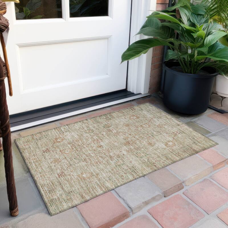 Machine Washable Indoor/ Outdoor Vintage Traditional Chantille Rug