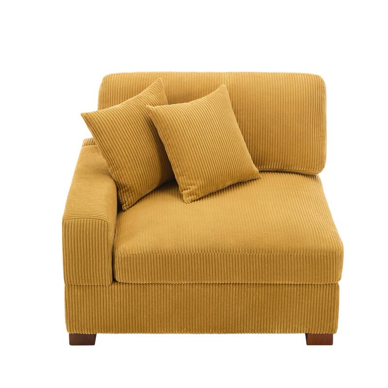 Upholstered Corduroy Modular Sectional Sofa with 2 throw pillows