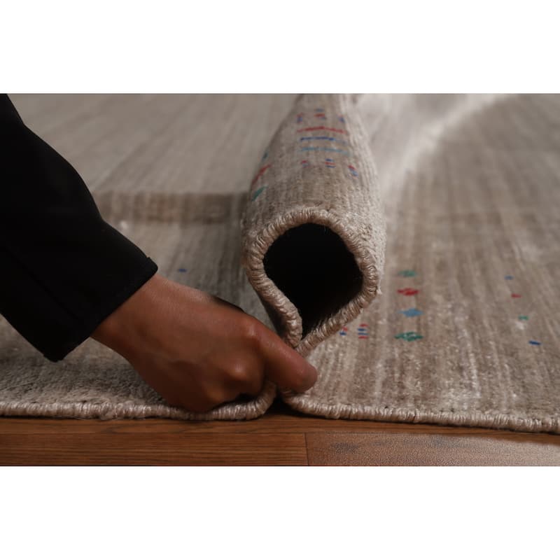 Hand Knotted Oriental 100% Wool Carpet Tribal Tribal Greys & Charcoal Gabbeh Area Rug - 9' 11'' X 8' 0''