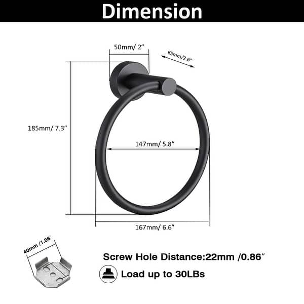 Wall Mounted Towel Ring,Bathroom Hand Towel Ring(2 pieces)