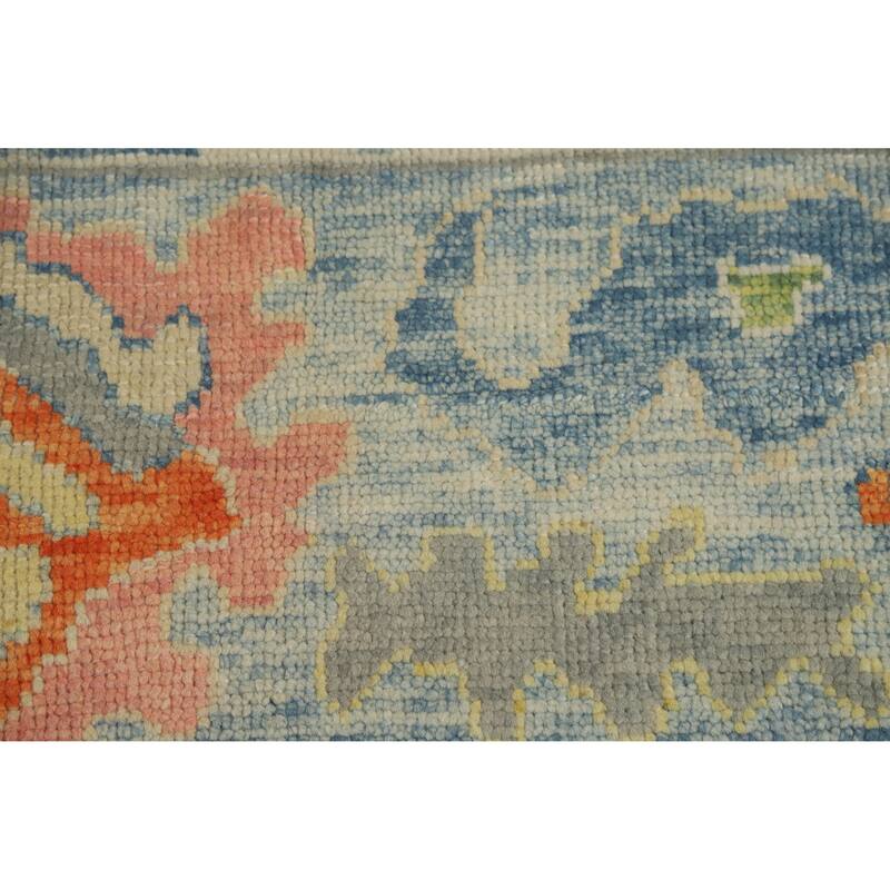 Hand Knotted Oriental 100% Wool Carpet Transitional All-Over Navy Blue & Blues Oushak Area Rug - 12' 9'' X 9' 4''
