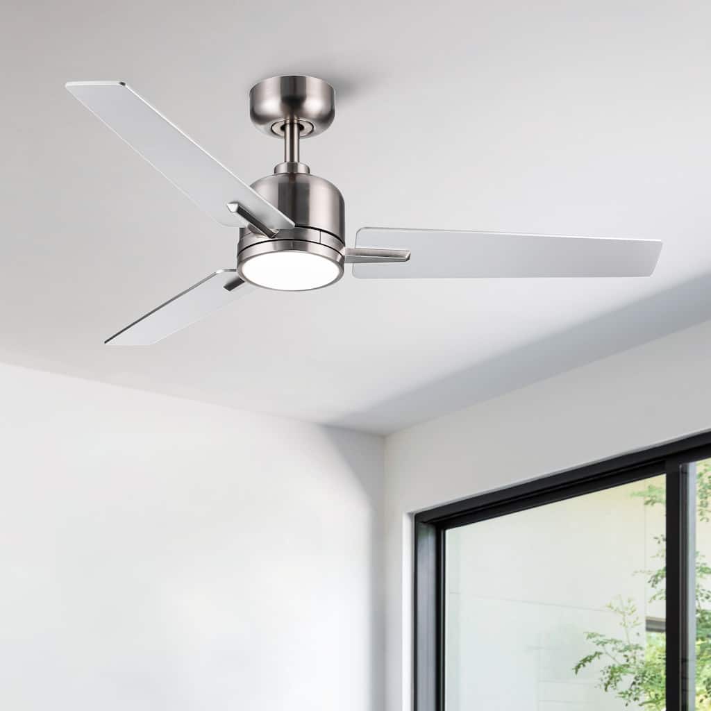 YUHAO Kaleido 48 in. Indoor Matte Black Ceiling Fans with 3-Colors Integrated LED and Dual-Finish Blades