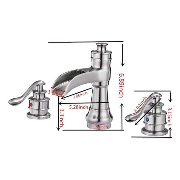 Nickel Waterfall 3 Holes Two Handles Bathroom Faucet Bed Bath