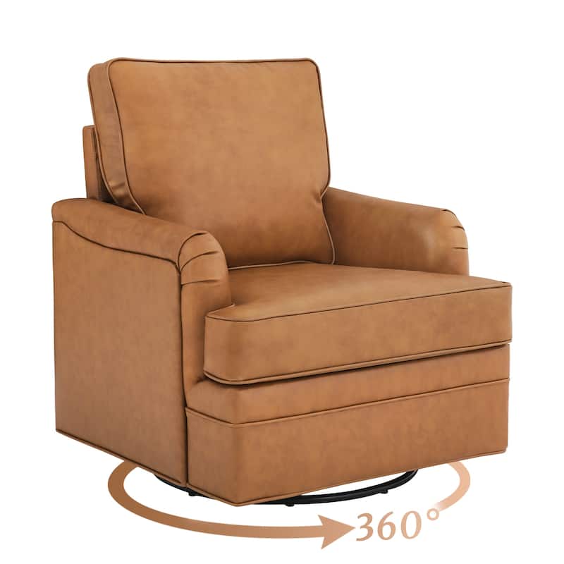 LUE BONA Modern Swivel Accent Chair Leather Armchair for Living Room - 30" W x 32" D x 36" H