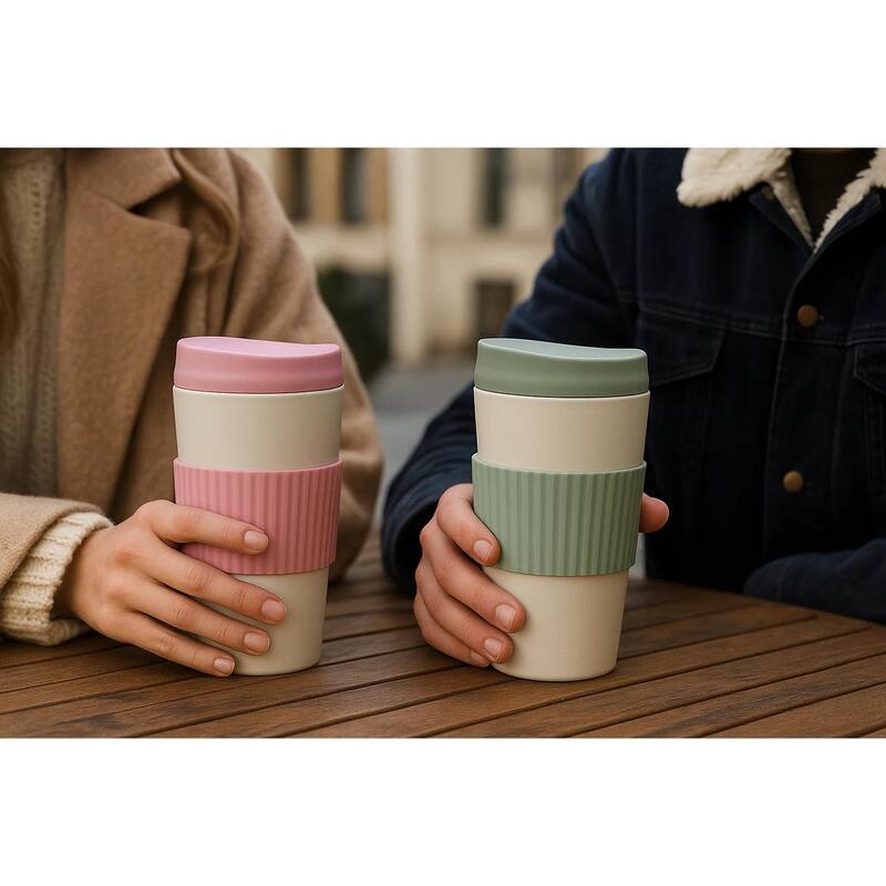 Mesa Hot Double Wall Travel Tumbler, Pink & Green, 20 oz, Set of 2