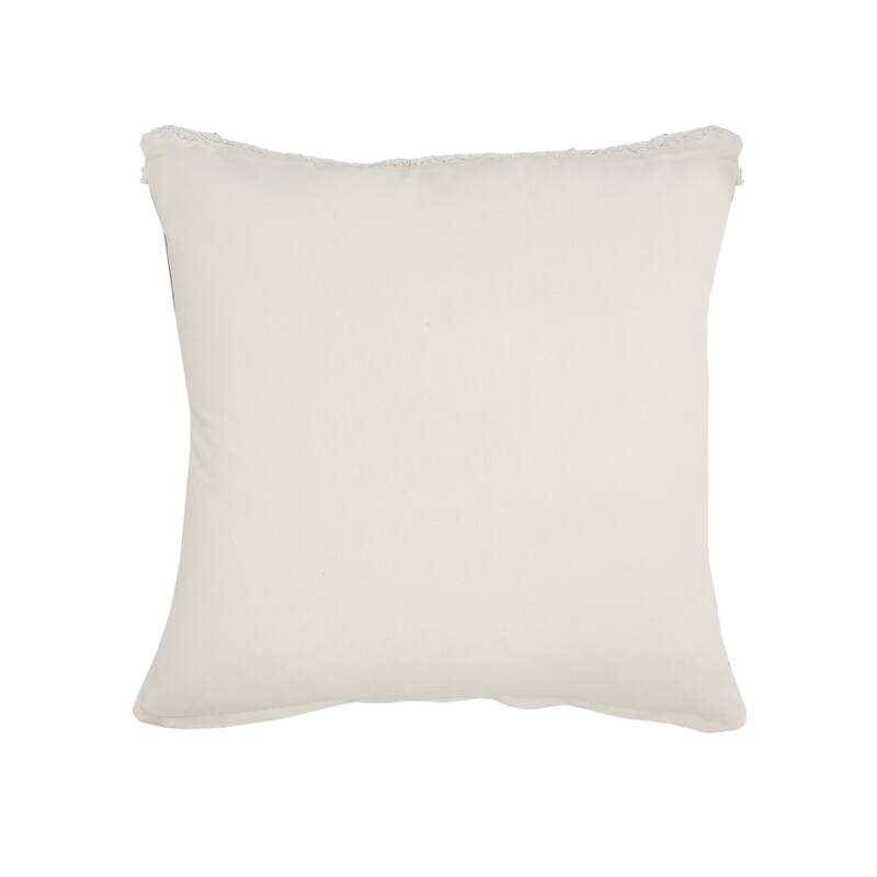 HomeRoots 24" X 24" Light Gray And White 100% Cotton Geometric Zippered Pillow