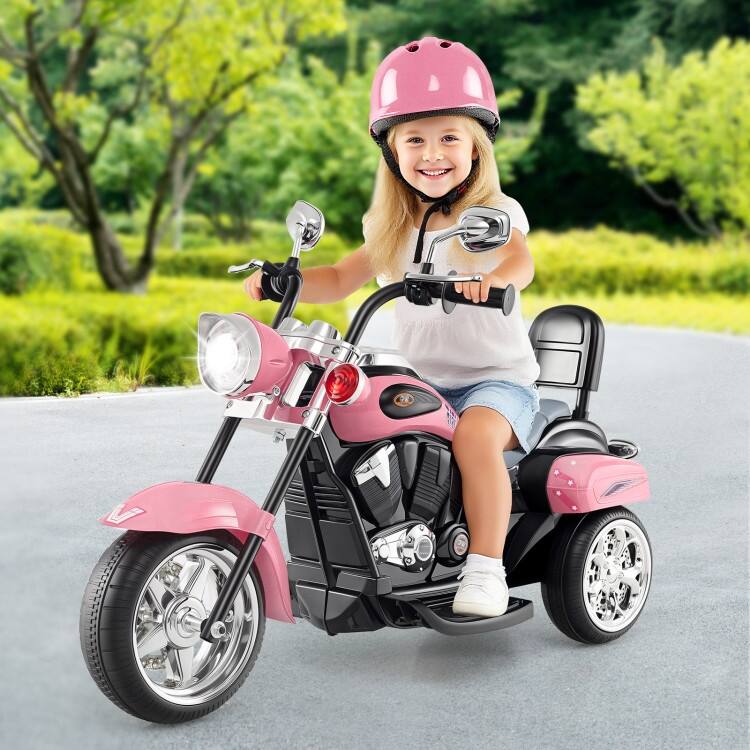 6V Powered Toddler 3-Wheel Motorbike Ride On Toy with Horn and Headlight - 36" x 19" x 25" (L x W x H)