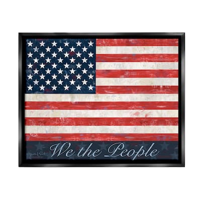 Stupell We The People Flag Framed Floater Canvas Wall Art Design By Annie LaPoint