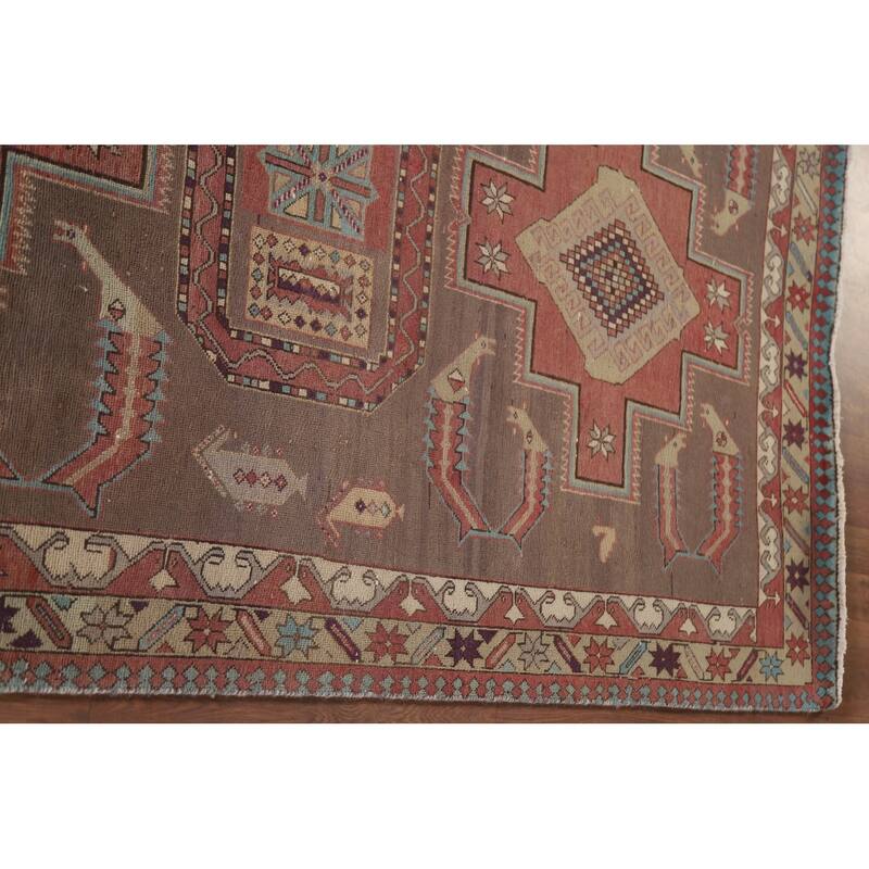 Hand Knotted Oriental 100% Wool Carpet Traditional Tribal Brown Ardebil Runner Rug - 10' 3'' X 4' 3''