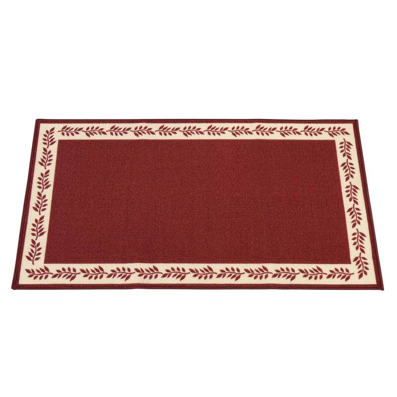 Leaf Border Skid-Resistant Soft Accent Rug - 27.000 x 3.750 x 3.500