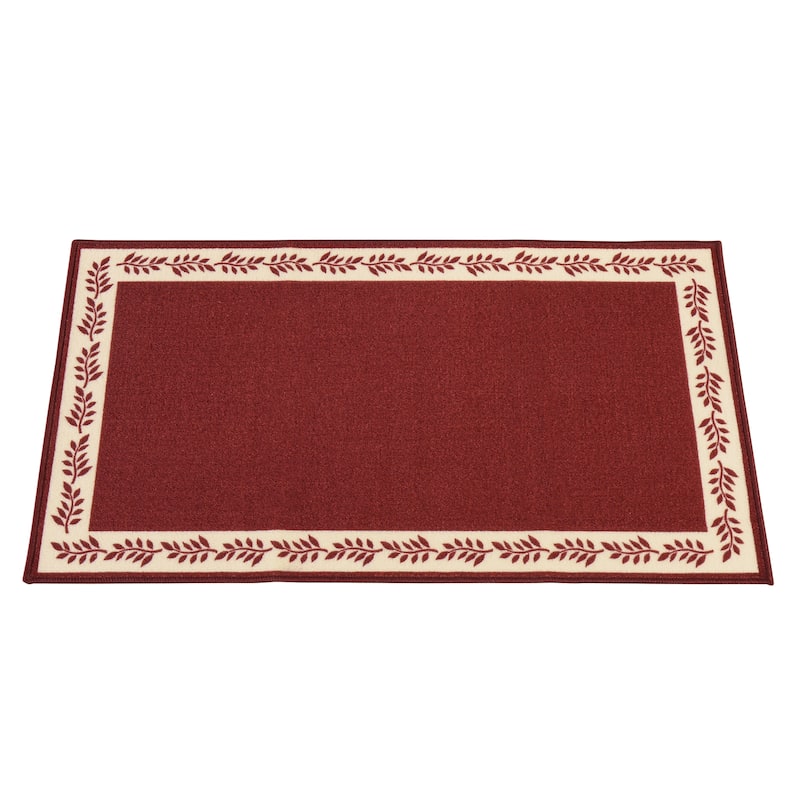 Leaf Border Skid-Resistant Soft Accent Rug - 27.000 x 3.750 x 3.500