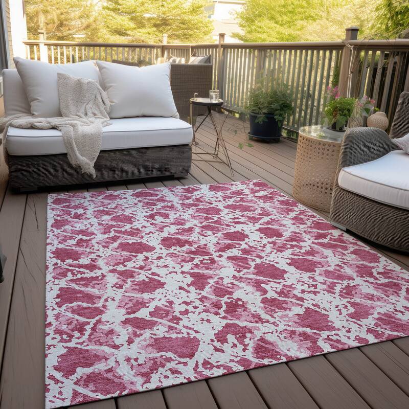 Machine Washable Indoor/ Outdoor Abstract Modern Chantille Rug